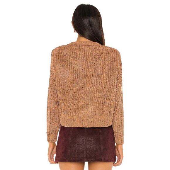 Free People On Your Side Pullover Sweater Small Cable Knit Brown Boxy Cropped - Picture 12 of 16